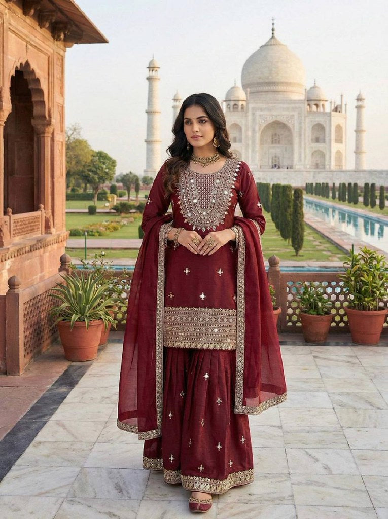 Gmy Aura Salwar Suits Maroon