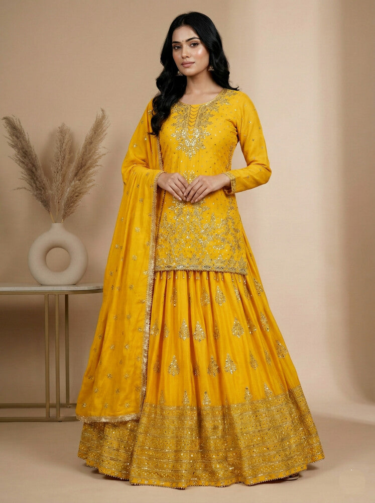 Sanskar Weave Lehenga Choli Yellow