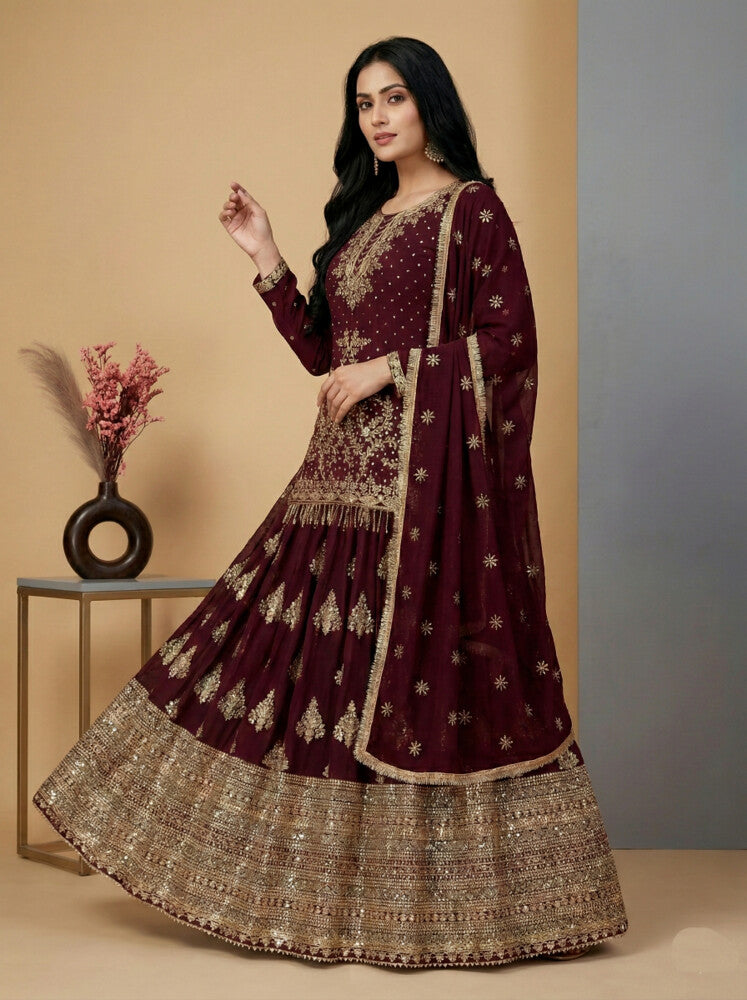 Sanskar Weave Lehenga Choli Maroon