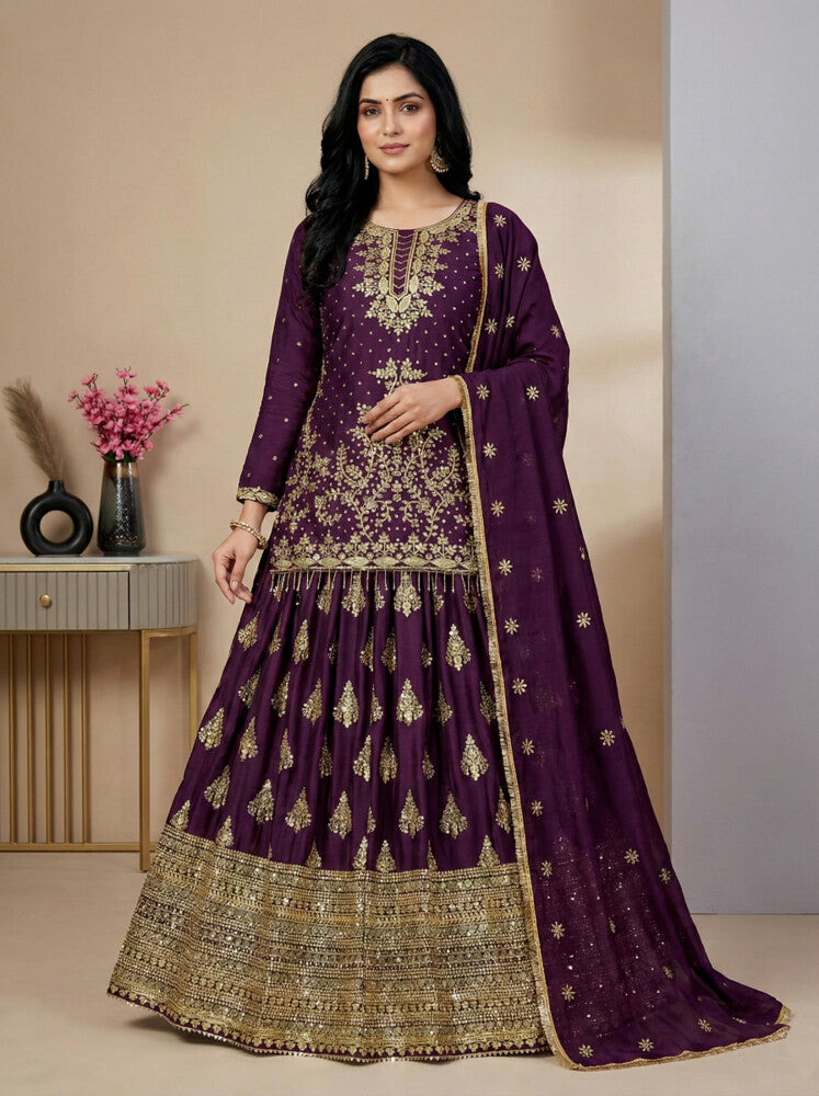 Sanskar Weave Lehenga Choli Wine