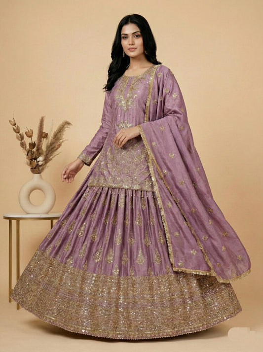 Sanskar Weave Lehenga Choli Lavender