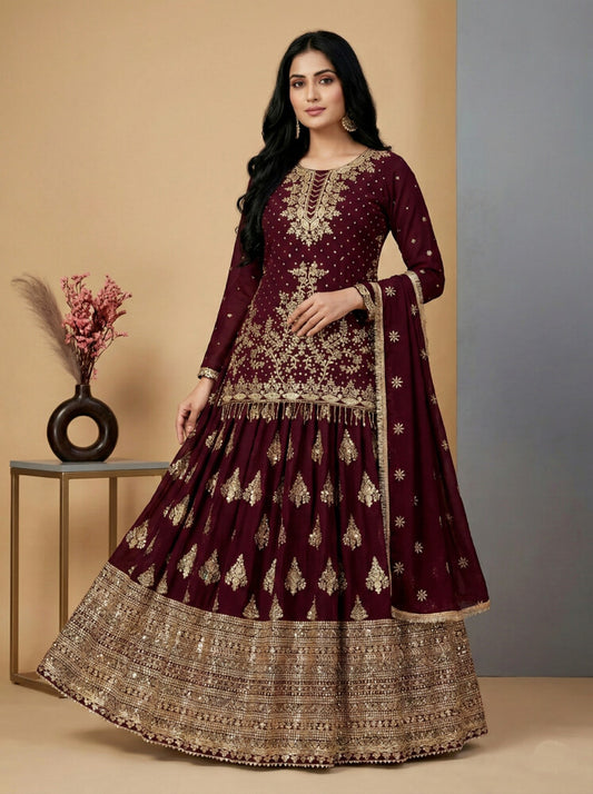 Sanskar Weave Lehenga Choli Maroon