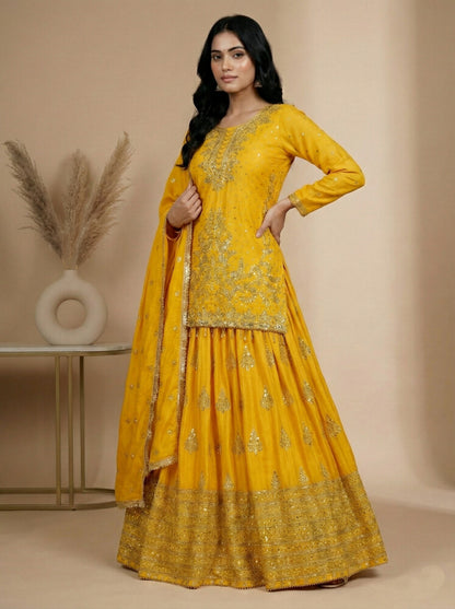 Sanskar Weave Lehenga Choli Yellow