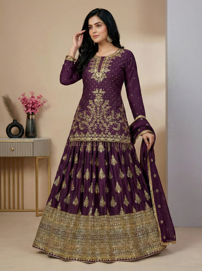 Sanskar Weave Lehenga Choli Wine