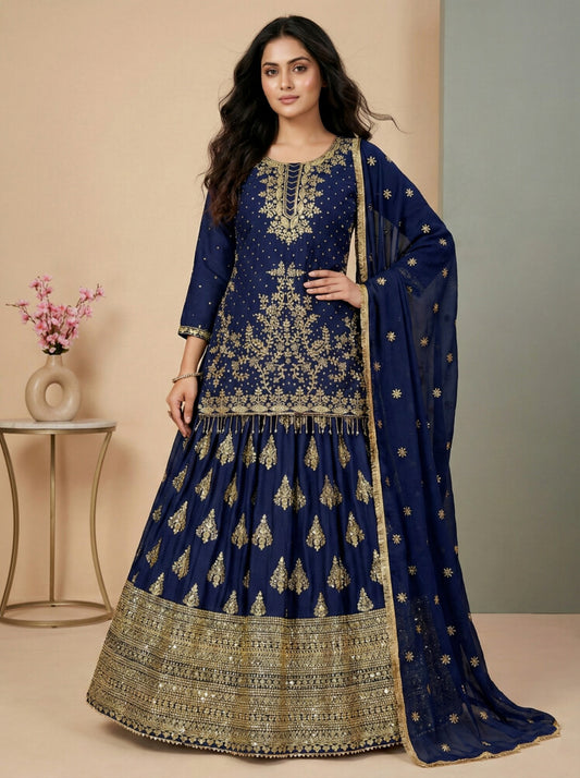 Sanskar Weave Lehenga Choli Navy Blue