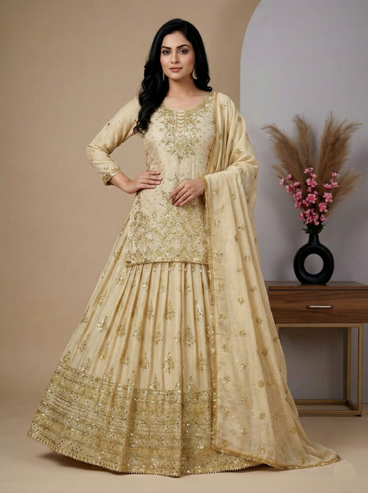 Sanskar Weave Lehenga Choli Cream