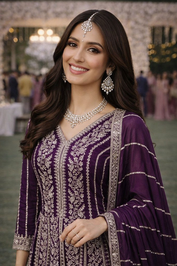 Glow Aura Gown Set Wine