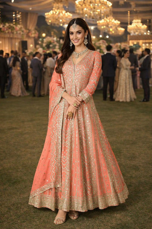 Noir Aura Gown Set Peach