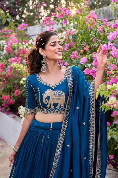 Nirantar Rang Lehengas Teal