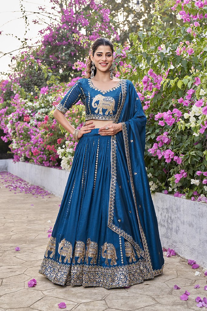 Nirantar Rang Lehengas Teal
