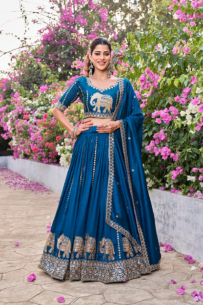 Nirantar Rang Lehengas Teal