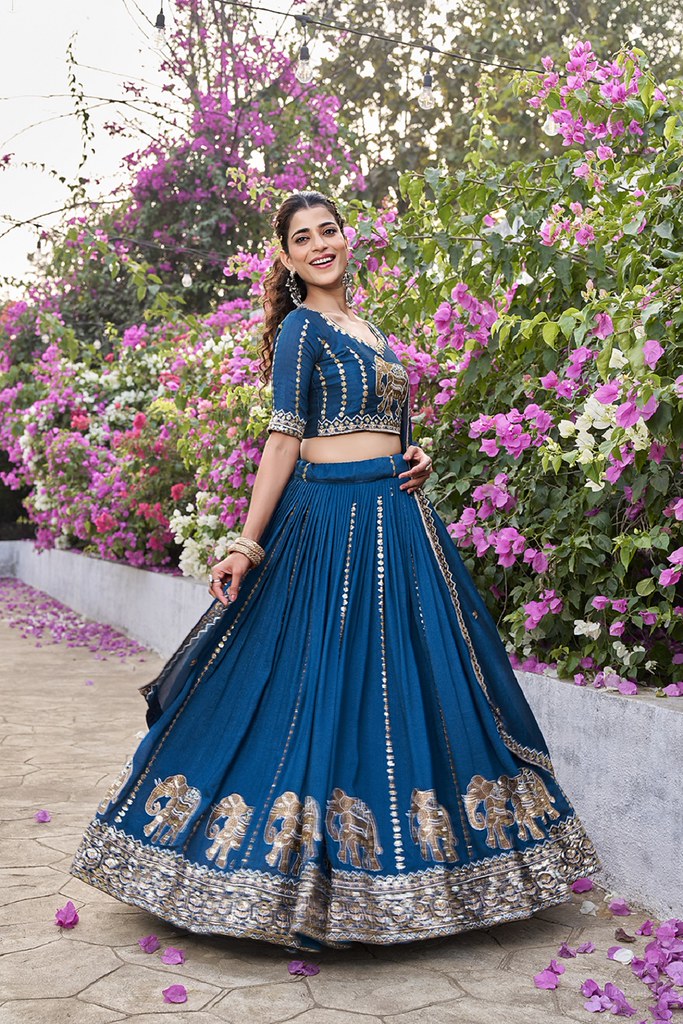Nirantar Rang Lehengas Teal