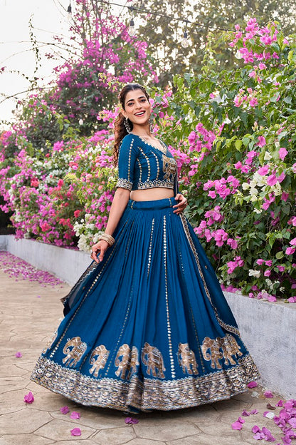 Nirantar Rang Lehengas Teal