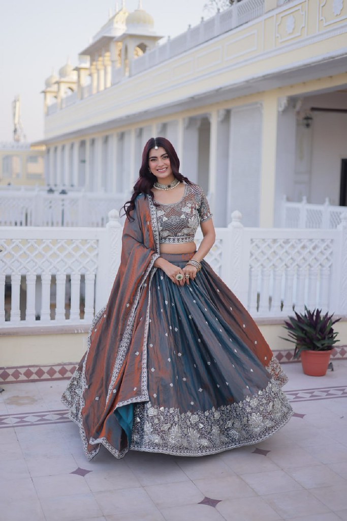 IvorySpectrum Silk Lehengas Grey