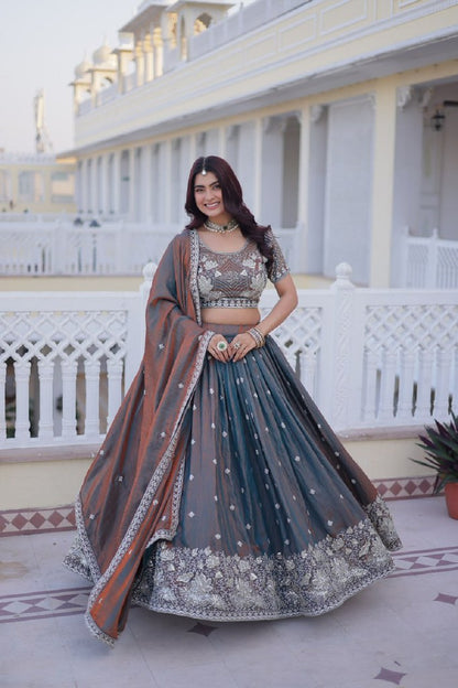 IvorySpectrum Silk Lehengas Grey