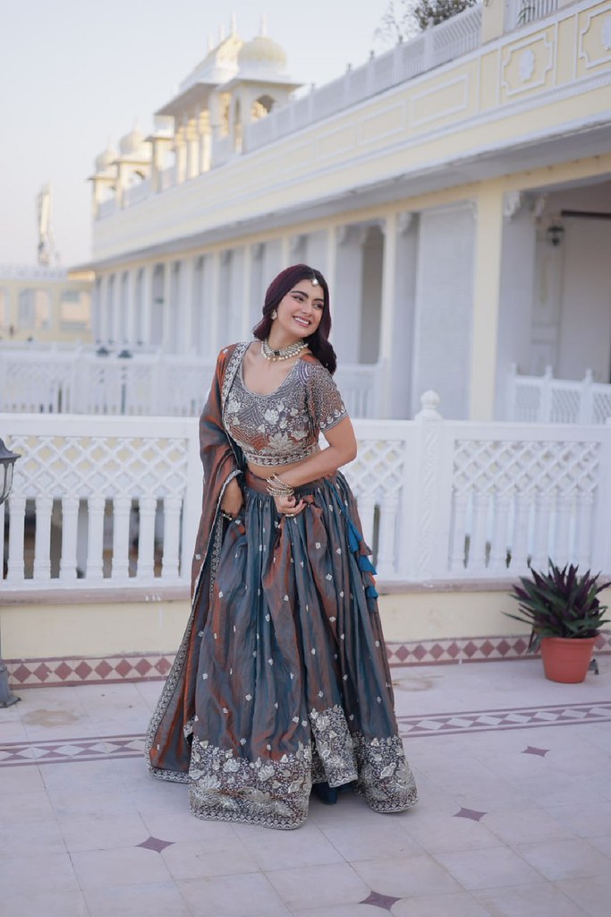 IvorySpectrum Silk Lehengas Grey