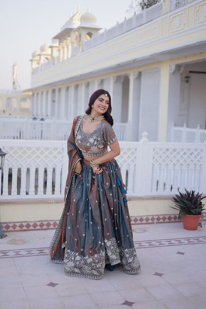 IvorySpectrum Silk Lehengas Grey