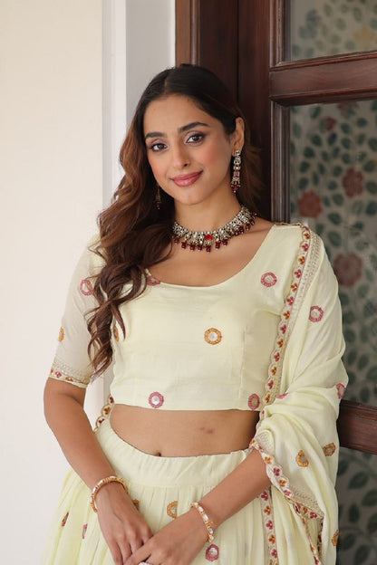 IvorySpectrum Silk Lehengas Cream