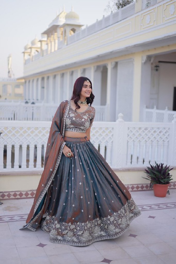 IvorySpectrum Silk Lehengas Grey