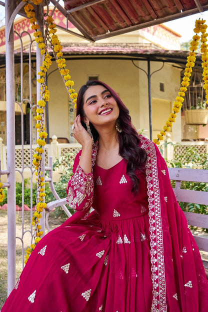 FloralGlow Gown Rani Pink