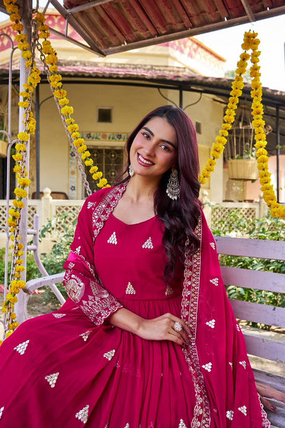 FloralGlow Gown Rani Pink