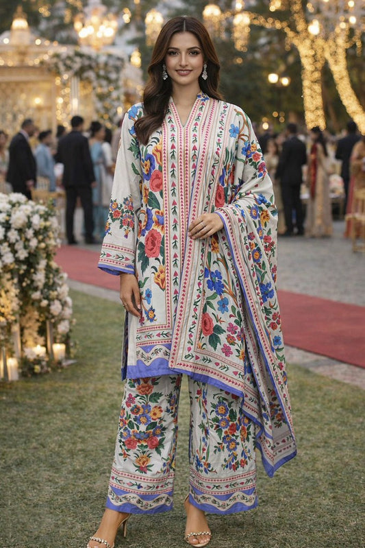 SheenBlend Salwar Suits White