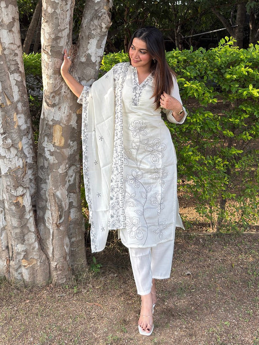 BlushCloud Salwar Suits White
