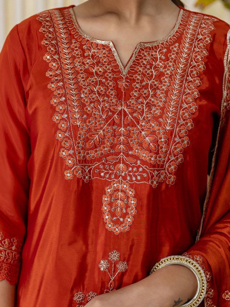 RustySilk Salwar Suits Rust