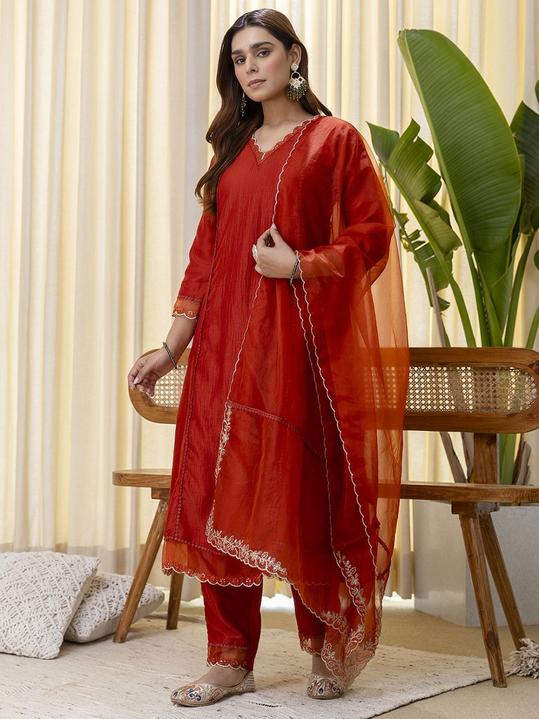 RustySilk Salwar Suits Rust