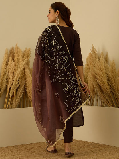 RustySilk Salwar Suits Brown