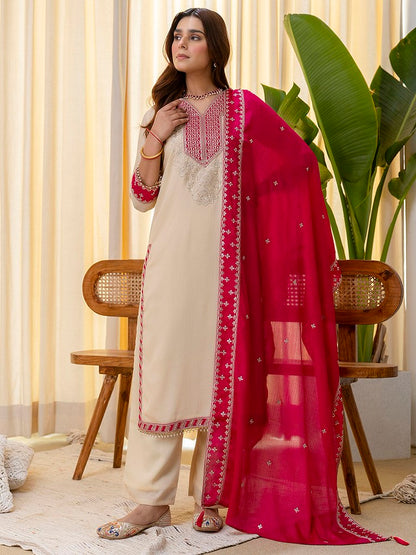 RustySilk Salwar Suits Cream