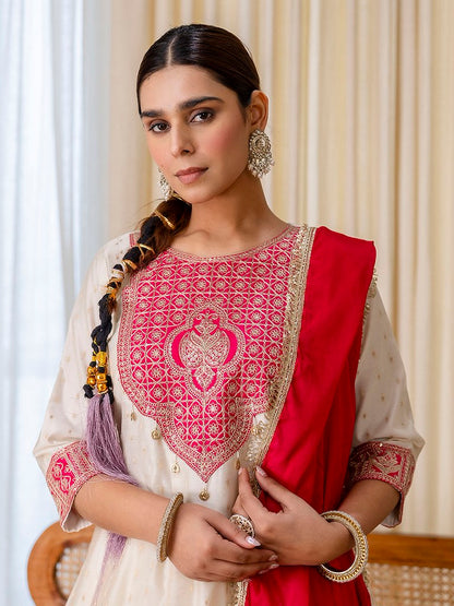 RustySilk Salwar Suits White