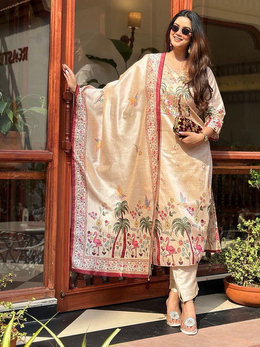 BlushCloud Salwar Suits Cream