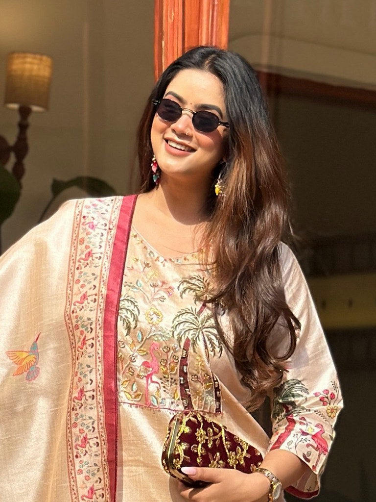 BlushCloud Salwar Suits Cream