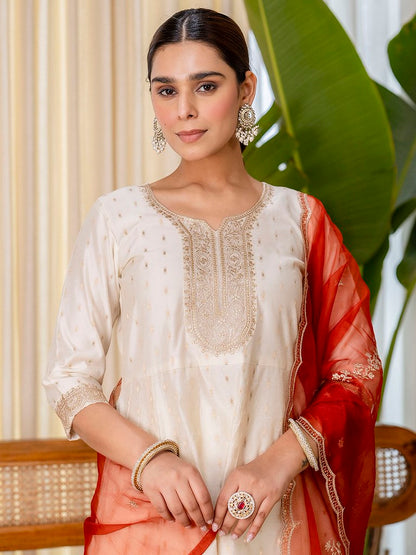 RustySilk Salwar Suits White