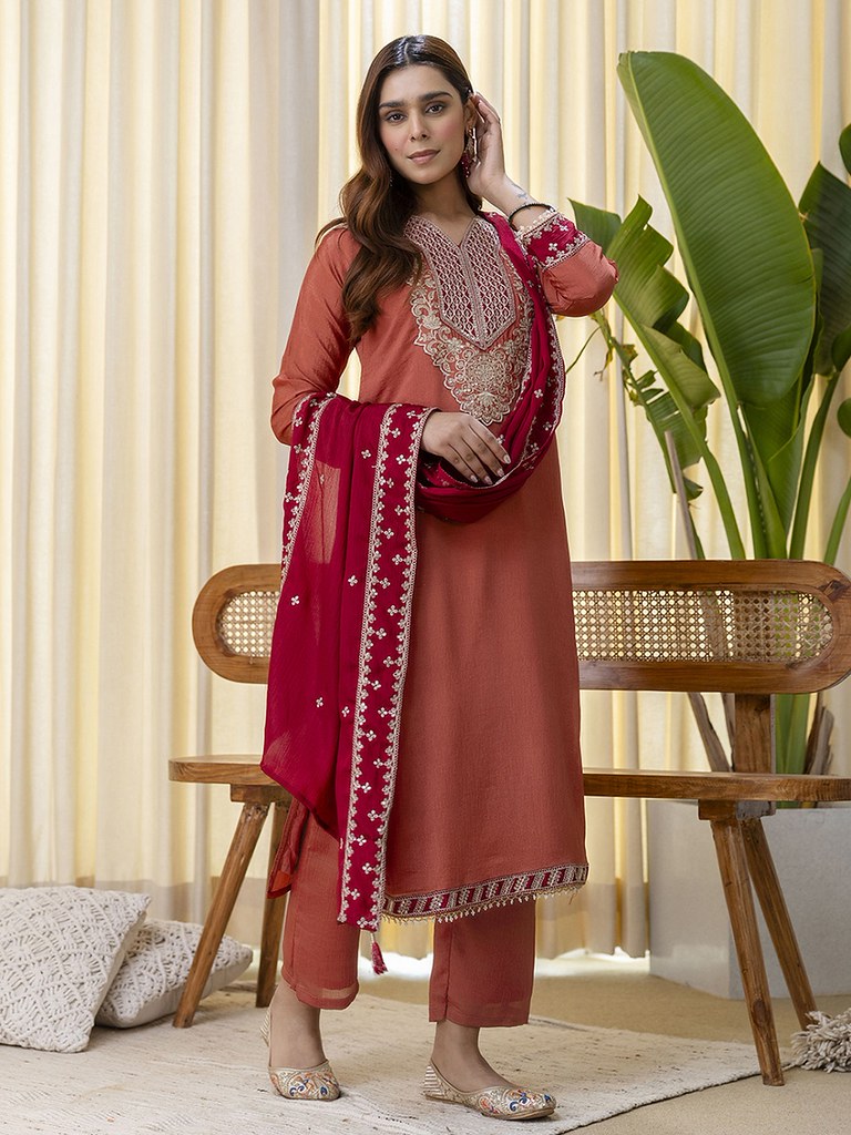 RustySilk Salwar Suits Peach