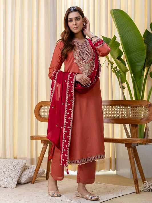 RustySilk Salwar Suits Peach