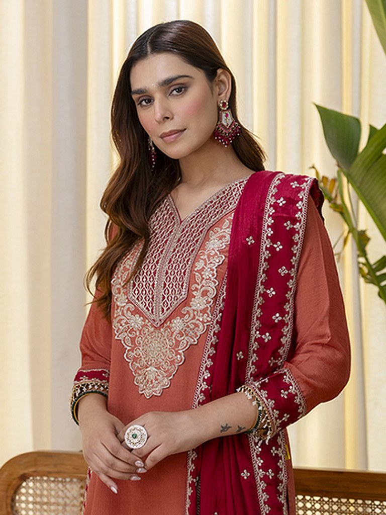 RustySilk Salwar Suits Peach