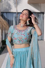 EmeraldSky Lehengas Sky Blue