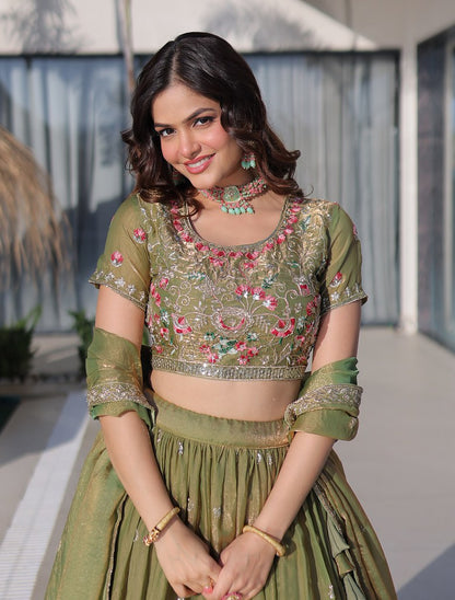 EmeraldSky Lehengas Green