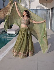 EmeraldSky Lehengas Green