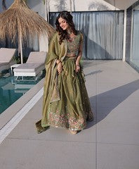 EmeraldSky Lehengas Green