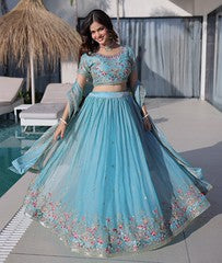 EmeraldSky Lehengas Sky Blue
