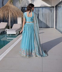 EmeraldSky Lehengas Sky Blue