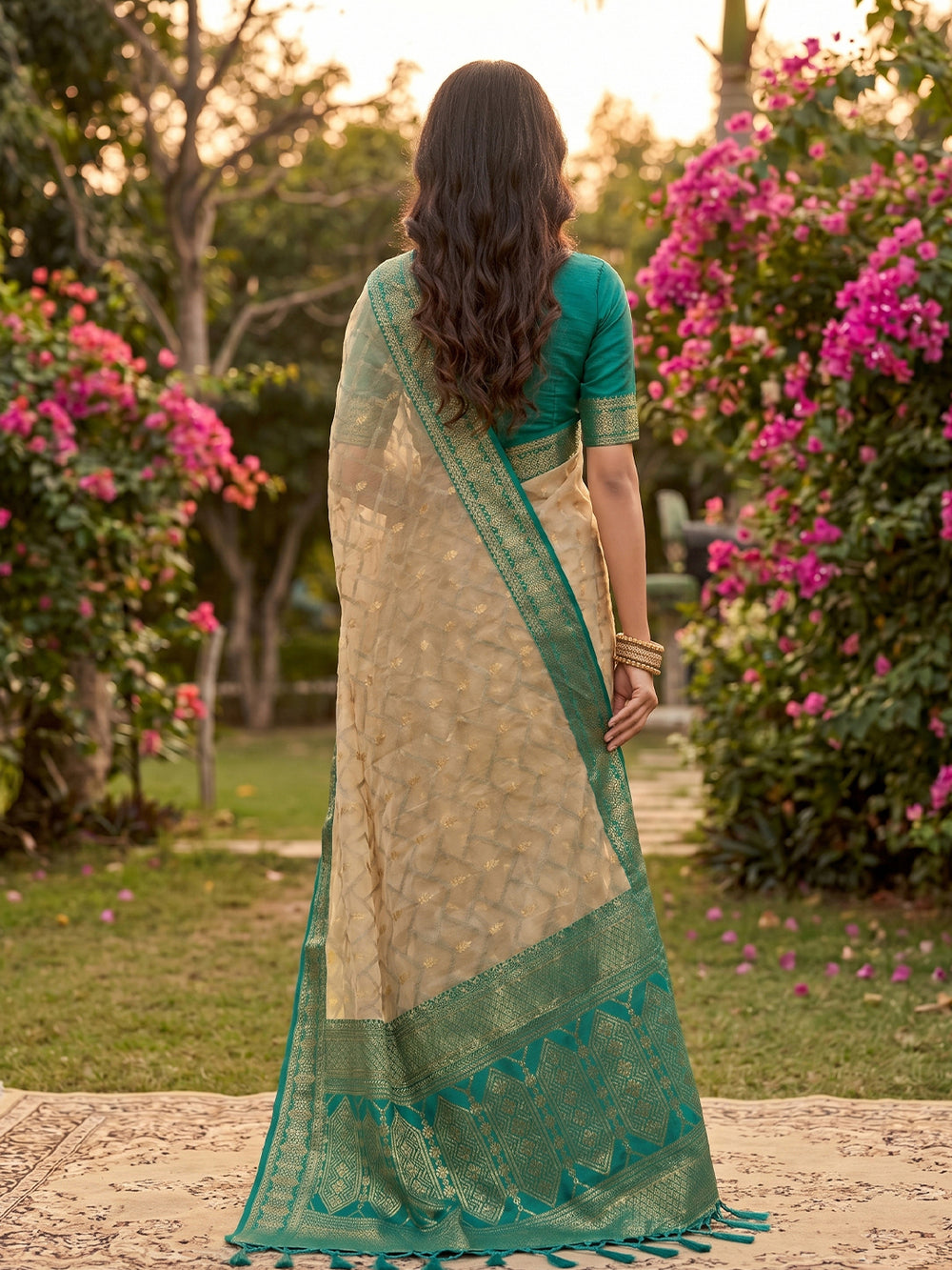 HarmonyHue Sarees Chiku & rama