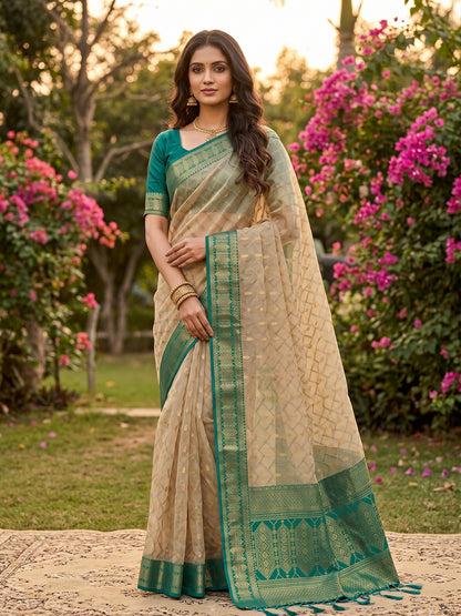 HarmonyHue Sarees Chiku & rama