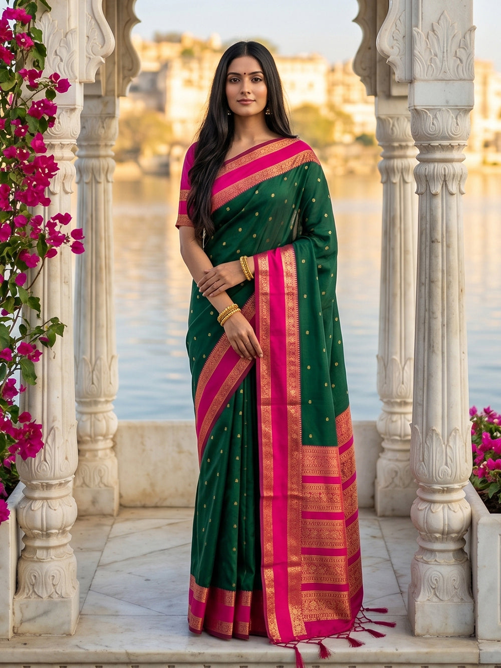 DreamDrape Saree Collection Dark Green
