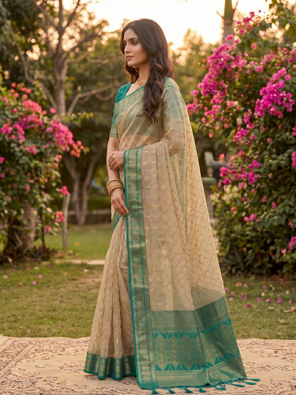 HarmonyHue Sarees Chiku & rama