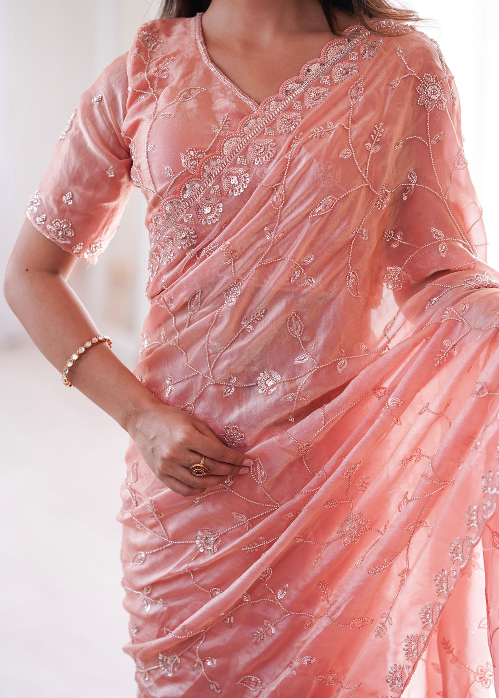TwilightAura Sarees Peach