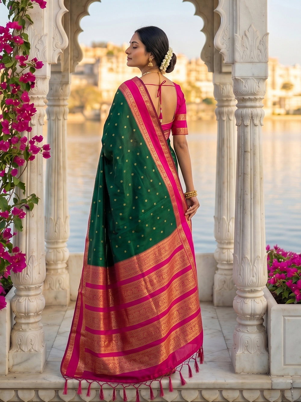 DreamDrape Saree Collection Dark Green